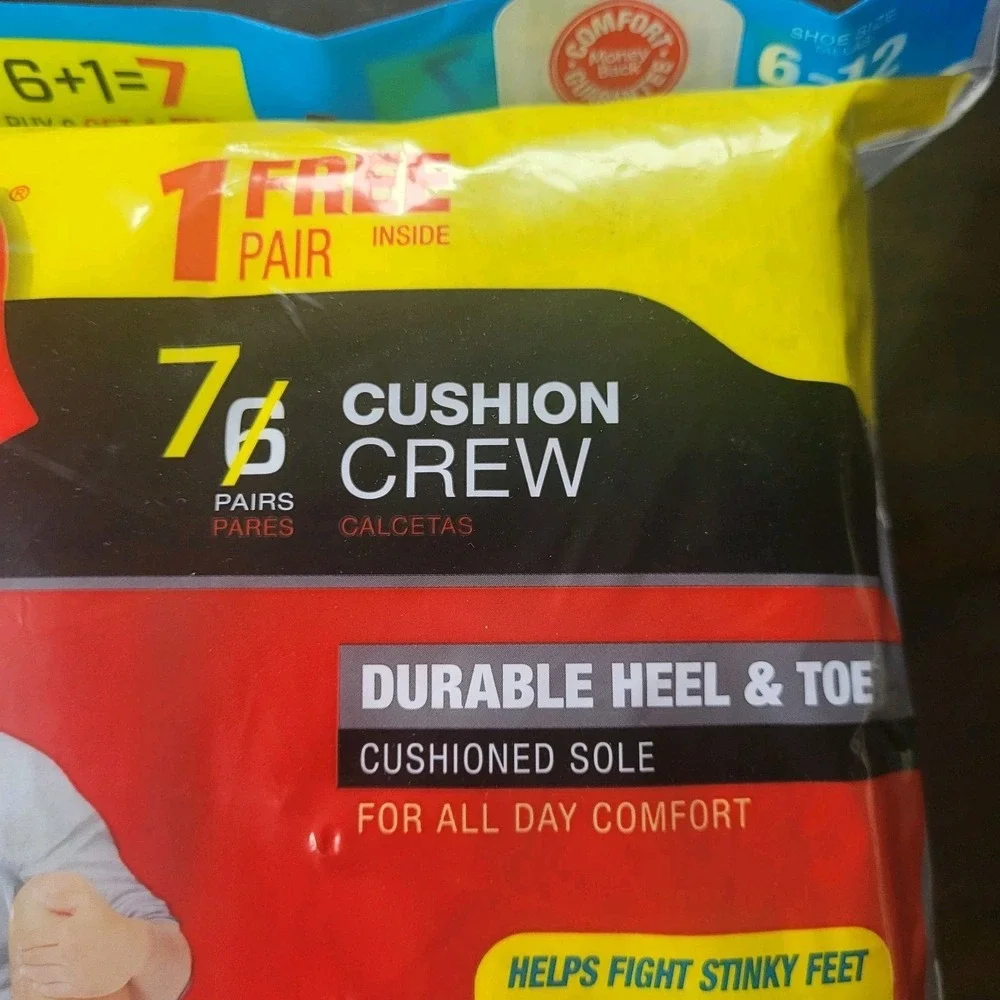 Hanes Men Cushion Crew Socks White 6-12 / 7 Pack New